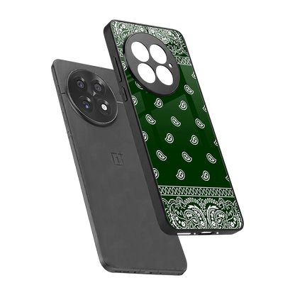 Paisley Green sleek oneplus 13 cover with tempered glass back and TPU edges