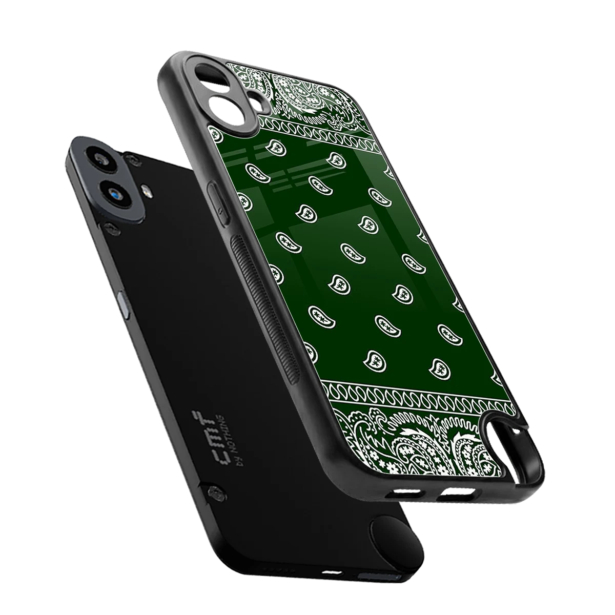 Paisley Green sleek cmf nothing phone 1 cover with tempered glass back and TPU edges