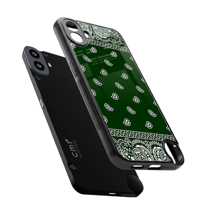 Paisley Green sleek cmf nothing phone 1 cover with tempered glass back and TPU edges