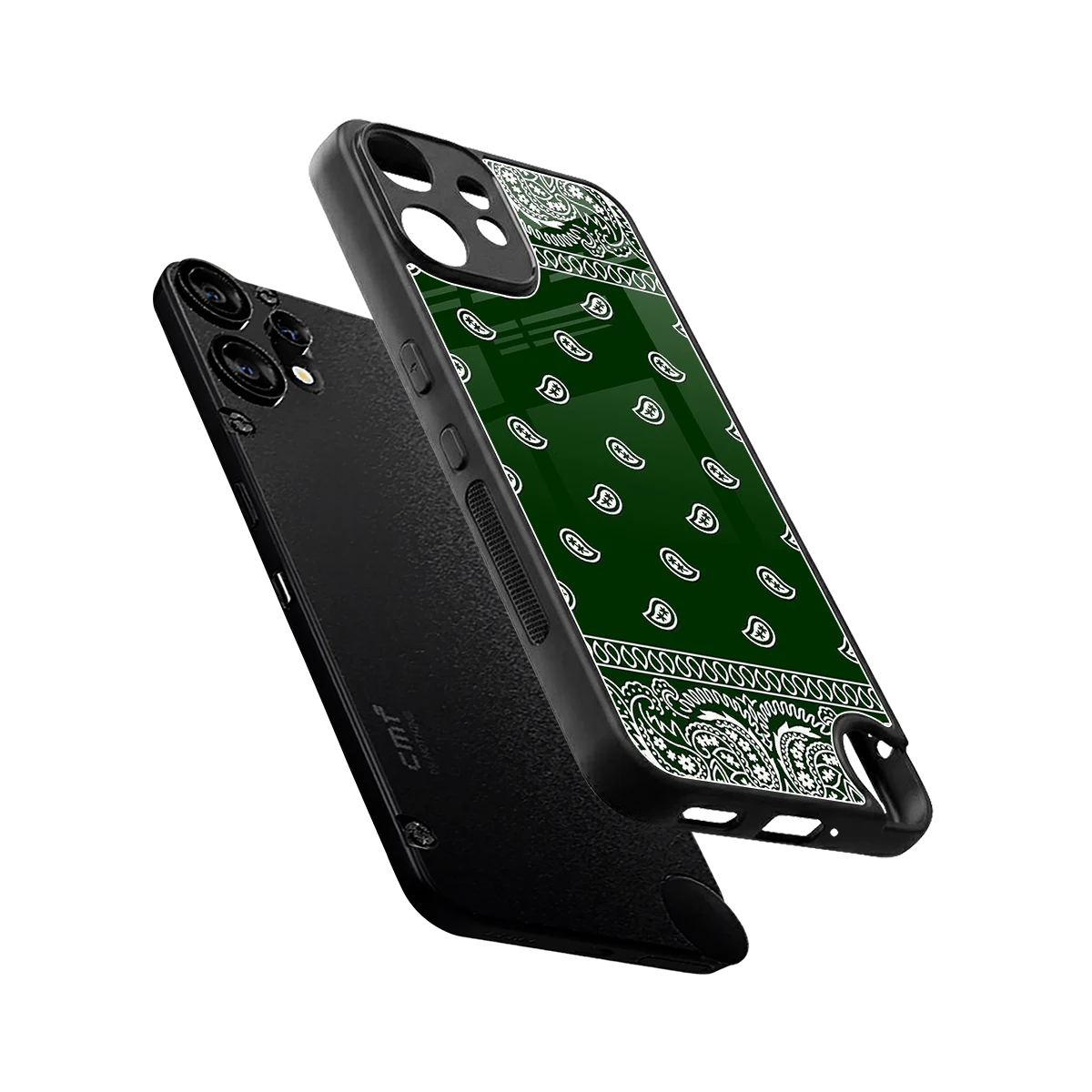 Paisley Green sleek cmf nothing phone 2 pro cover with tempered glass back and TPU edges