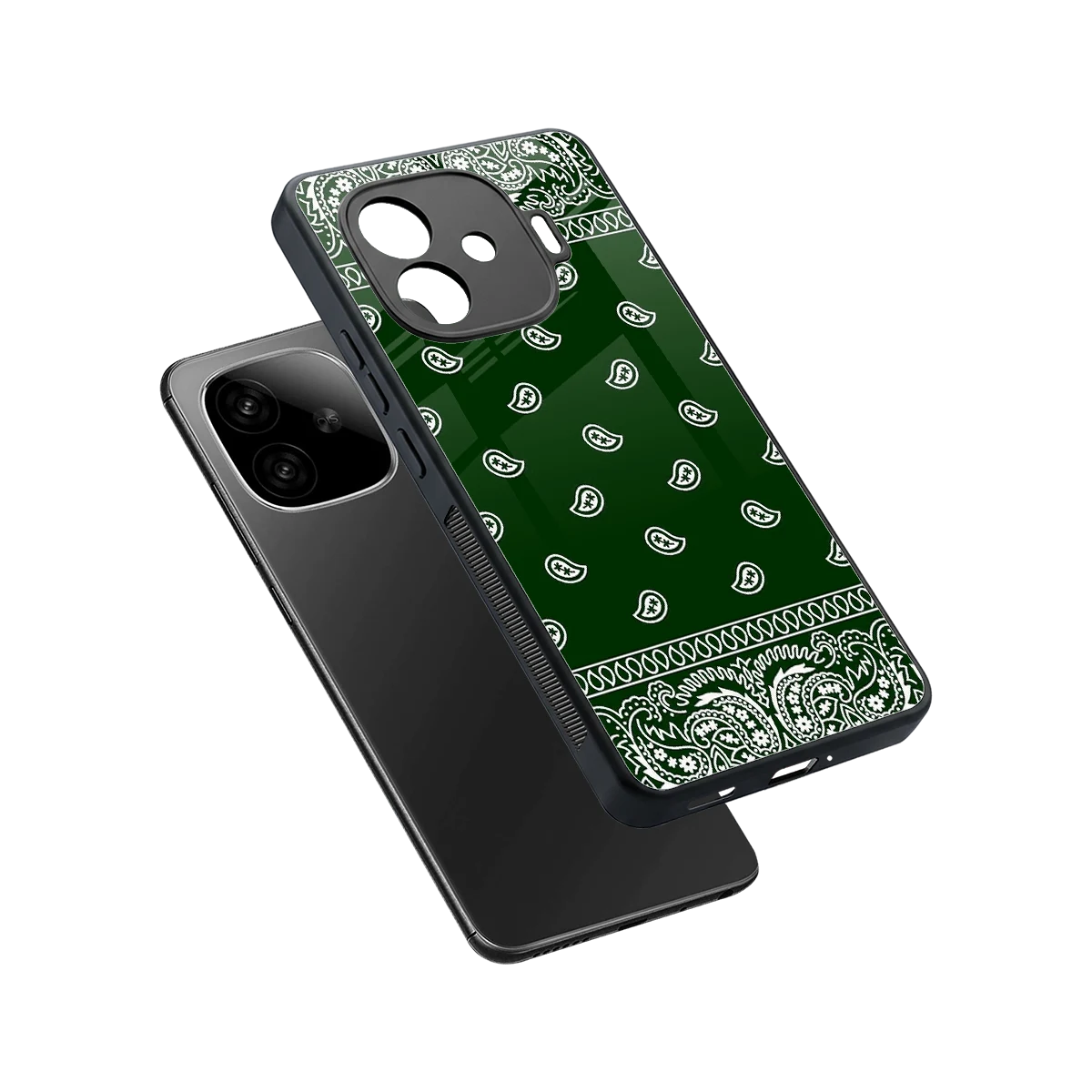 Paisley Green sleek iqoo neo 10r 5g cover with tempered glass back and TPU edges
