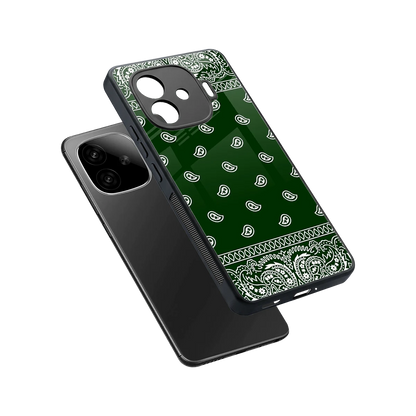 Paisley Green sleek iqoo neo 10r 5g cover with tempered glass back and TPU edges