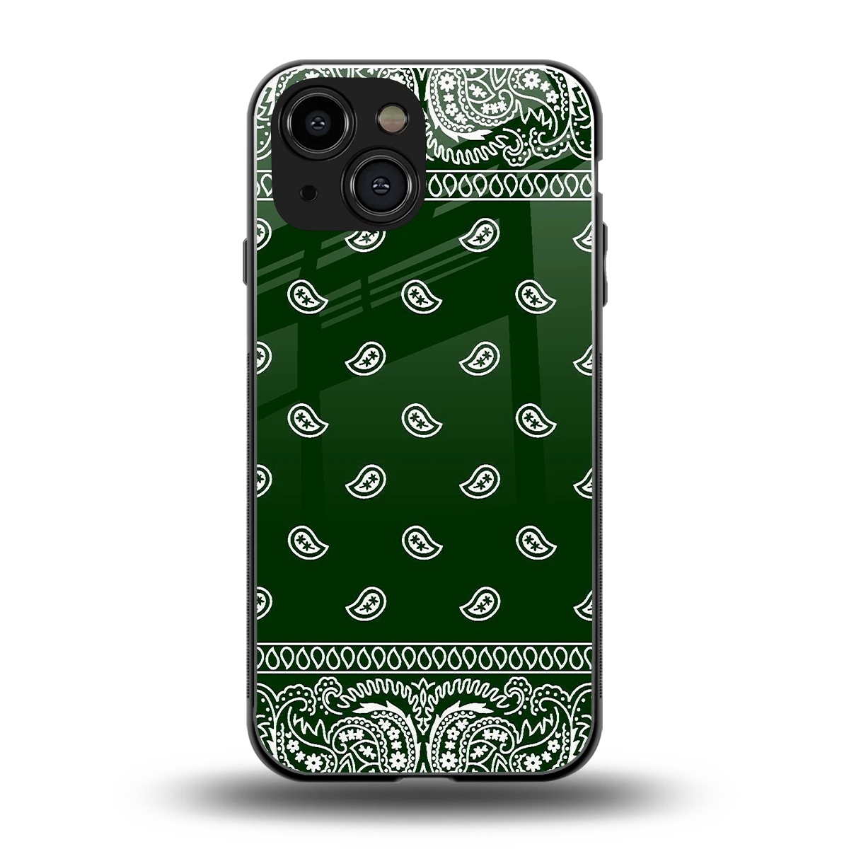 Paisley Green back phone cover | glass case for iphone 13 mini