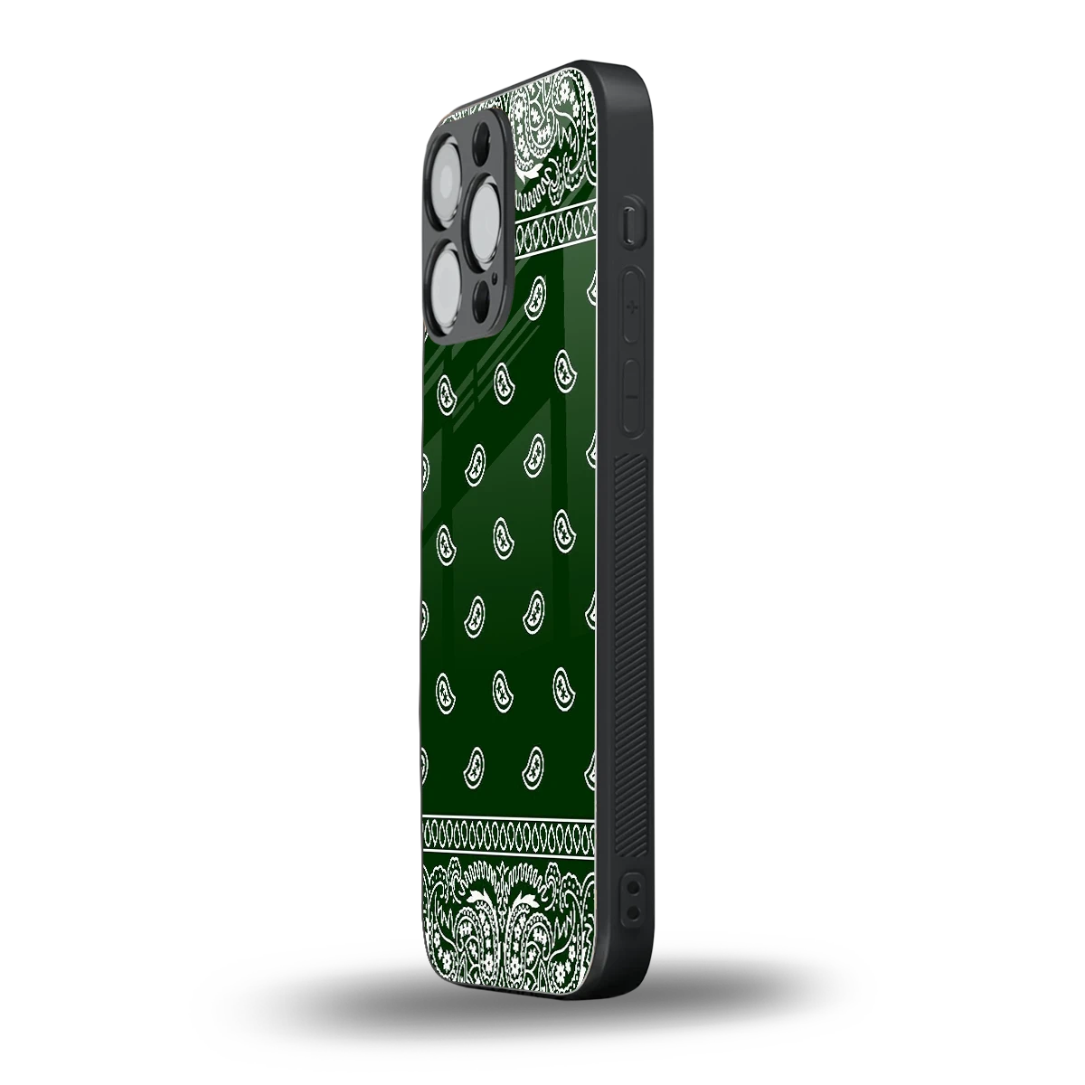 Paisley Green iphone 14 pro max mobile cover | shockproof glass phone case