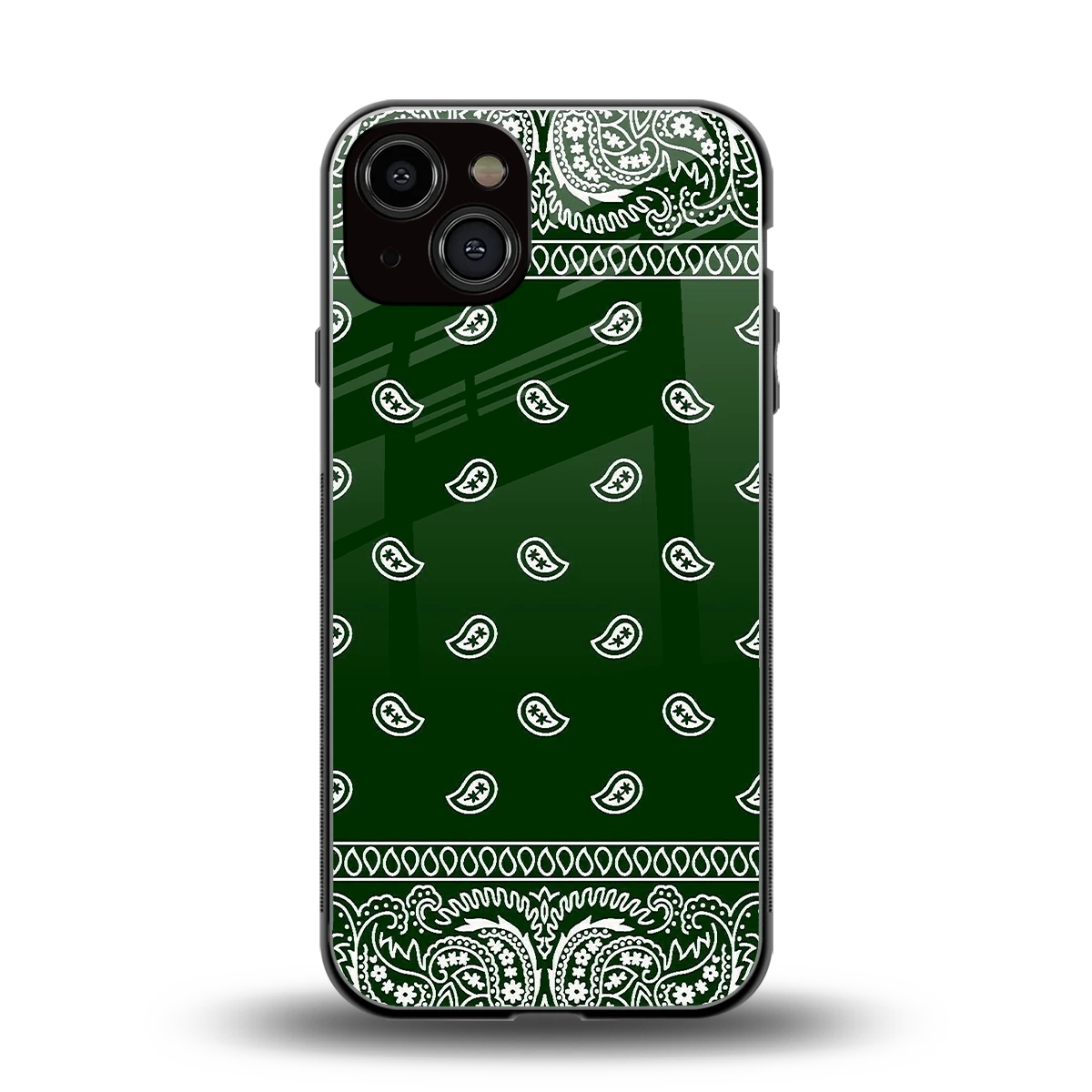 Paisley Green back phone cover | glass case for iphone 14