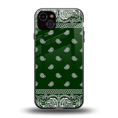 Paisley Green back phone cover | glass case for iphone 15 plus