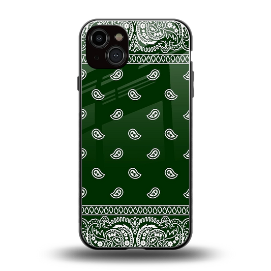 Paisley Green back phone cover | glass case for iphone 14 plus