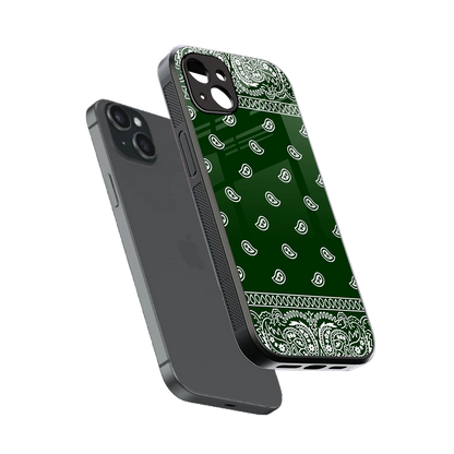 Paisley Green sleek iphone 15 plus cover with tempered glass back and TPU edges