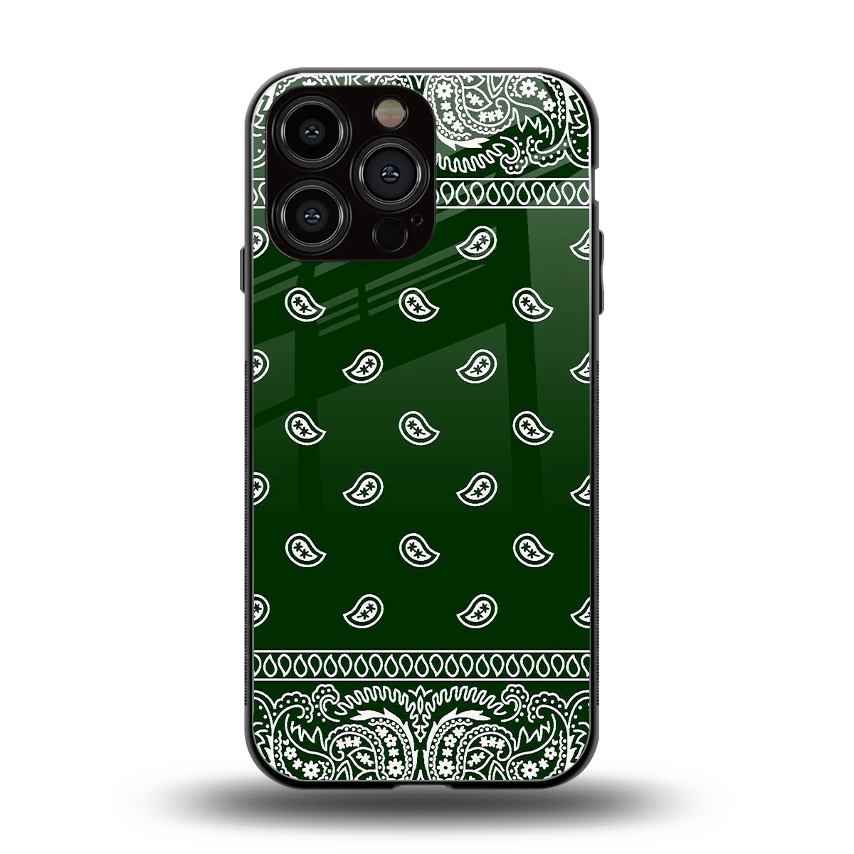 Paisley Green back phone cover | glass case for iphone 15 pro max