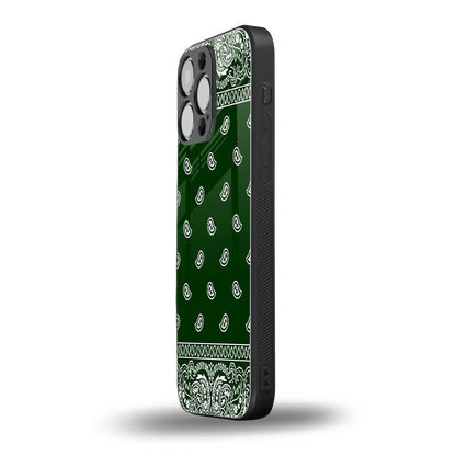 Paisley Green iphone 15 pro max mobile cover | shockproof glass phone case