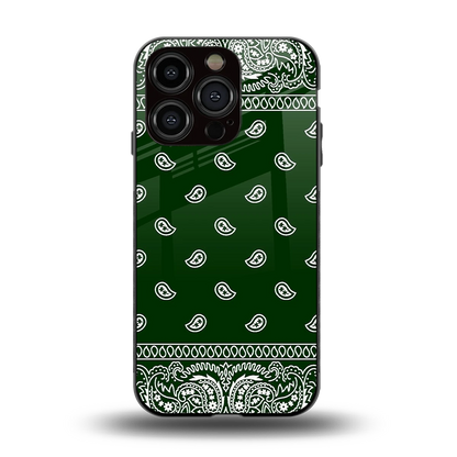 Paisley Green back phone cover | glass case for iphone 15 pro