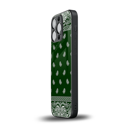 Paisley Green iphone 15 pro mobile cover | shockproof glass phone case