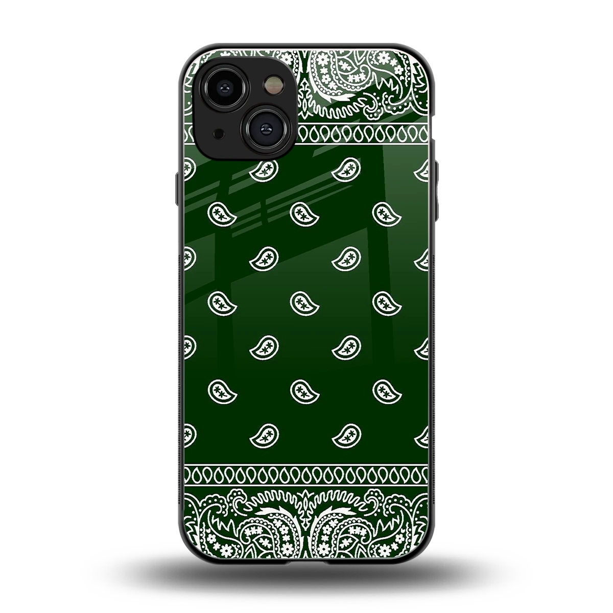 Paisley Green back phone cover | glass case for iphone 15