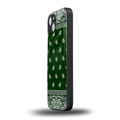 Paisley Green iphone 15 mobile cover | shockproof glass phone case