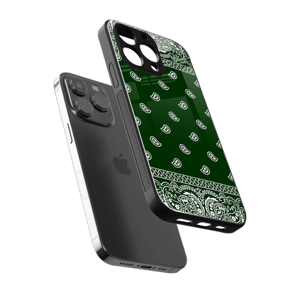 Paisley Green sleek iphone 15 pro cover with tempered glass back and TPU edges