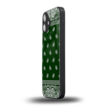 Paisley Green iphone 16 plus mobile cover | shockproof glass phone case