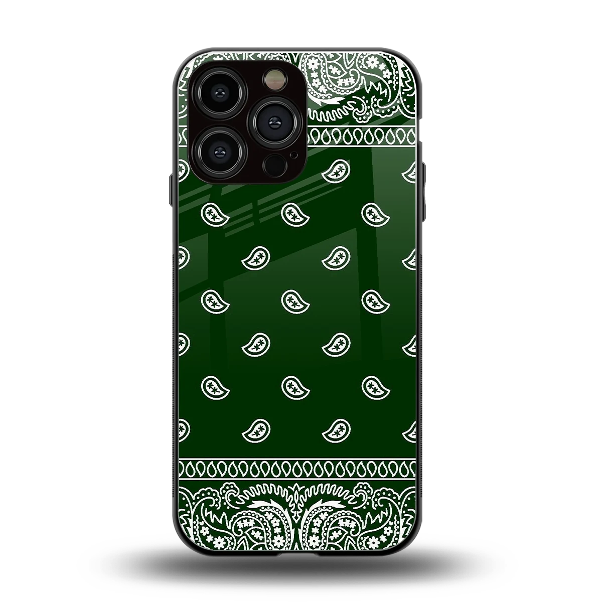 Paisley Green back phone cover | glass case for iphone 16 pro max