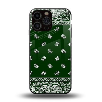 Paisley Green back phone cover | glass case for iphone 16 pro max