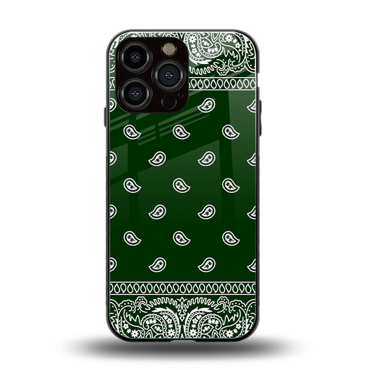 Paisley Green back phone cover | glass case for iphone 16 pro max