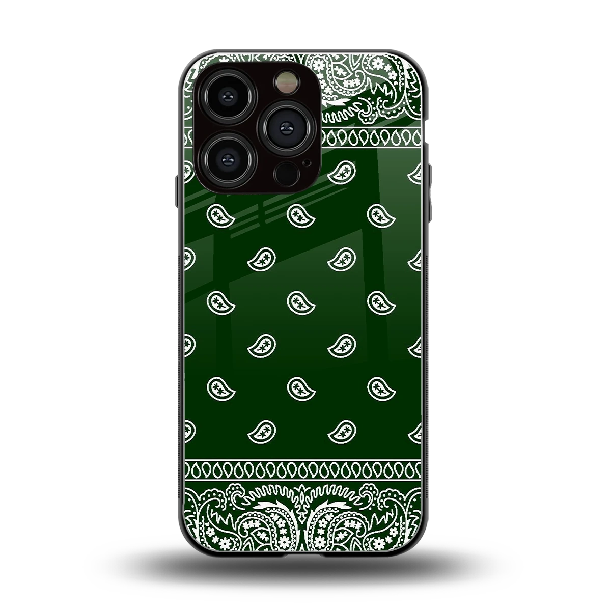 Paisley Green back phone cover | glass case for iphone 16 pro