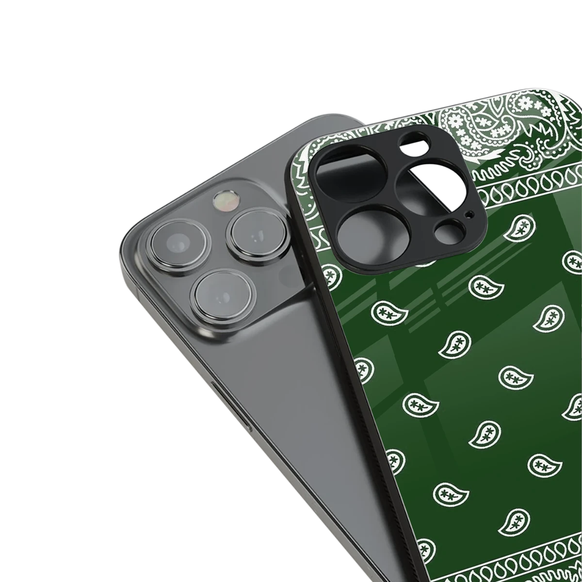 Paisley Green stylish phone case for iphone 15 pro | glossy glass and slim fit