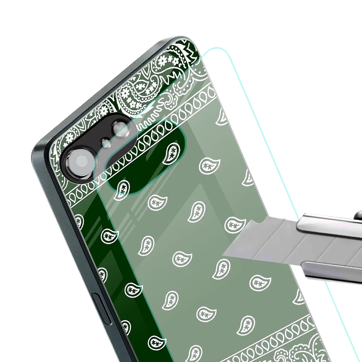 Paisley Green stylish phone case for iphone 17e | glossy glass and slim fit