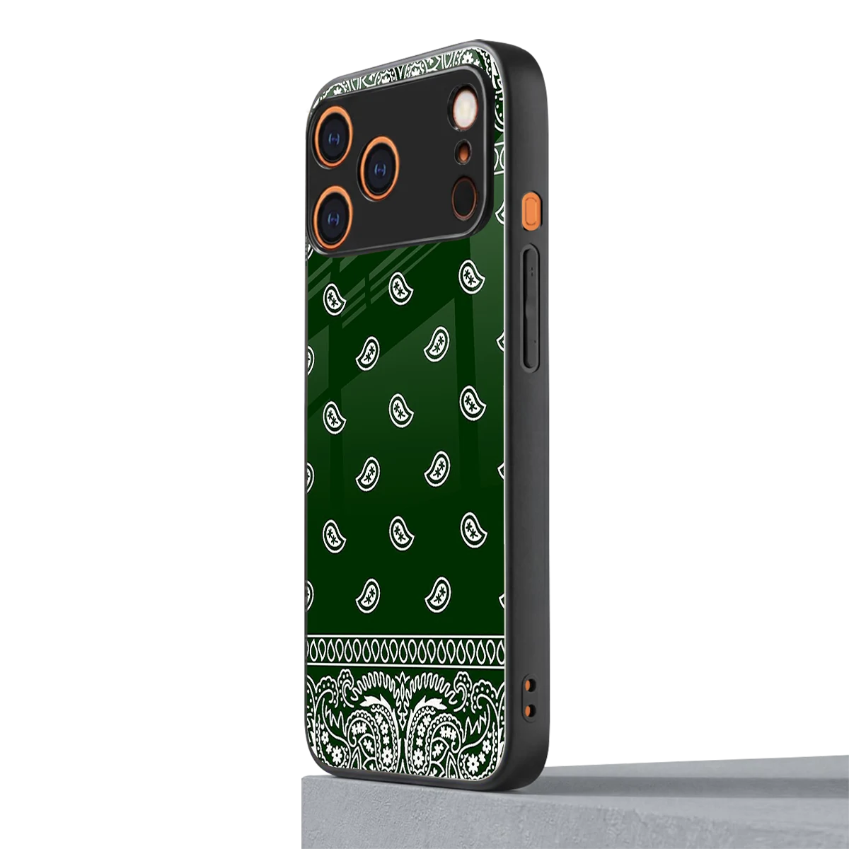 Paisley Green iphone 17 pro mobile cover | shockproof glass phone case