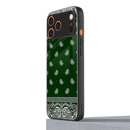 Paisley Green iphone 17 pro mobile cover | shockproof glass phone case