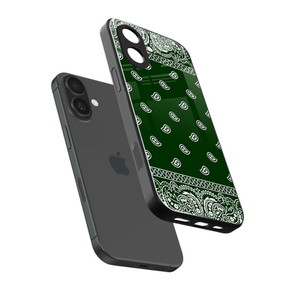 Paisley Green sleek iphone 17 cover with tempered glass back and TPU edges