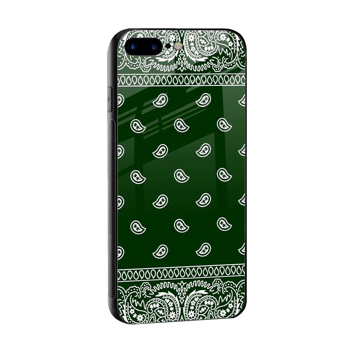 Paisley Green sleek iphone 8 plus cover with tempered glass back and TPU edges