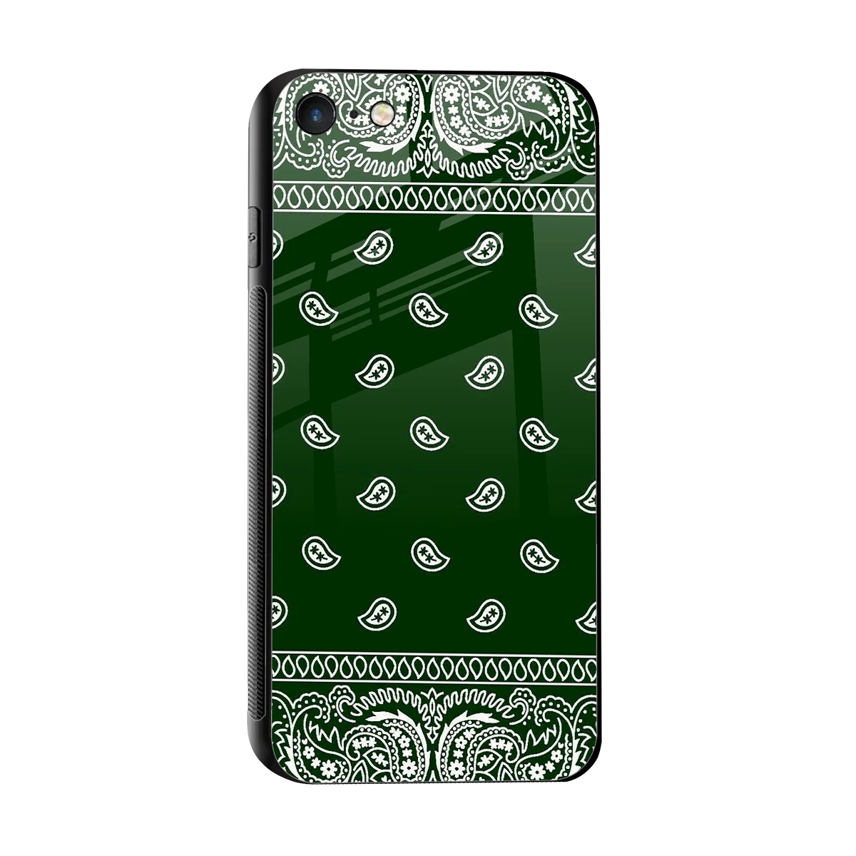 Paisley Green sleek iphone 7 cover with tempered glass back and TPU edges