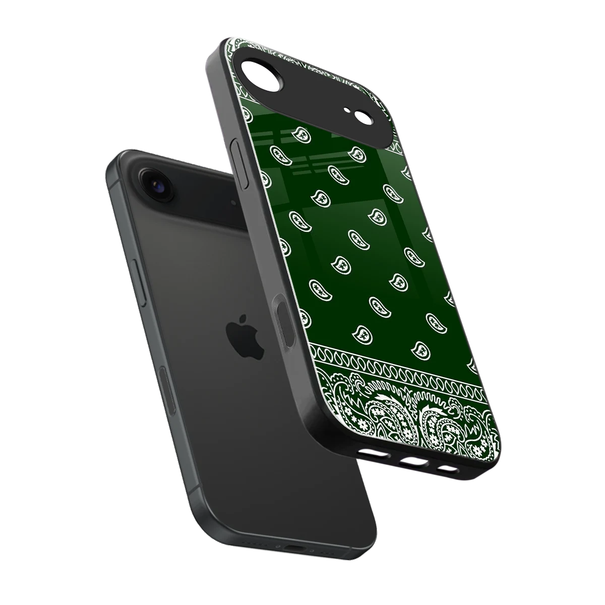 Paisley Green sleek iphone air cover with tempered glass back and TPU edges