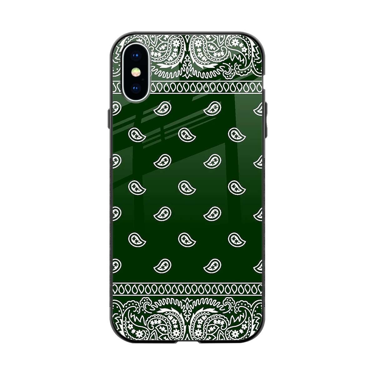Paisley Green back phone cover | glass case for iphone x