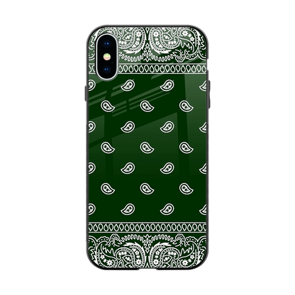 Paisley Green back phone cover | glass case for iphone x