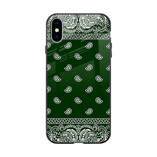 Paisley Green back phone cover | glass case for iphone x