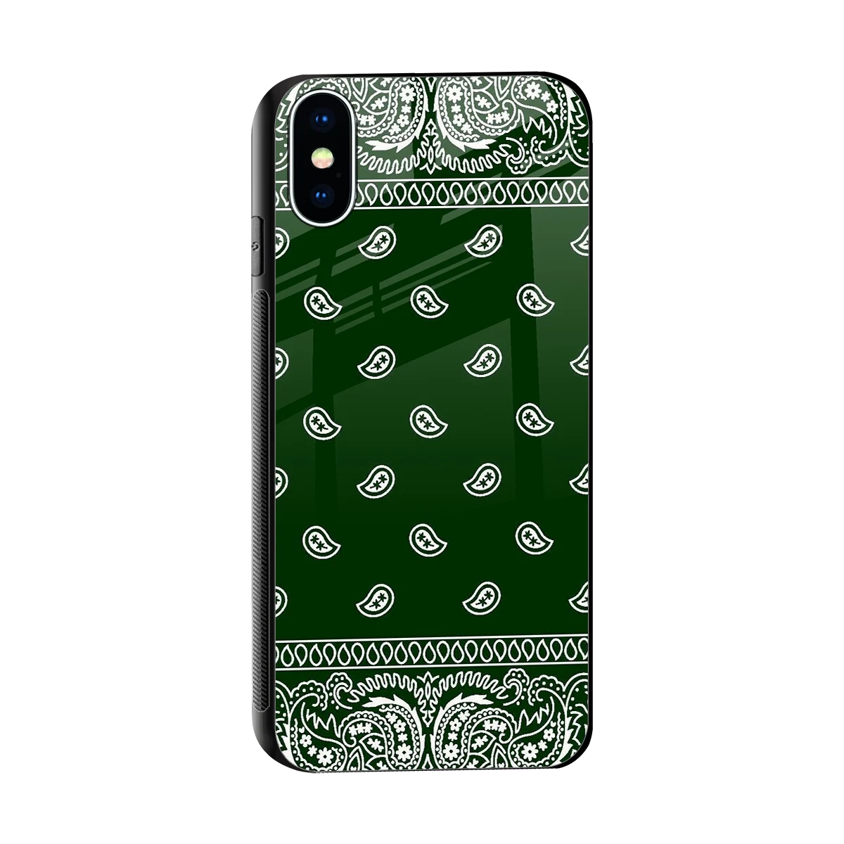 Paisley Green sleek iphone x cover with tempered glass back and TPU edges