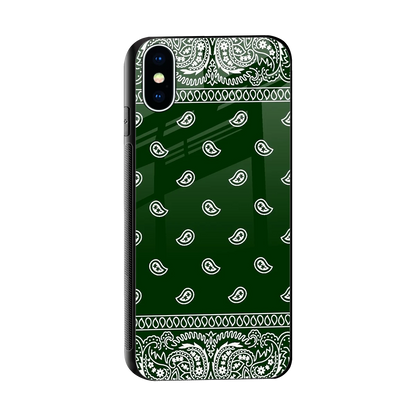 Paisley Green sleek iphone x cover with tempered glass back and TPU edges