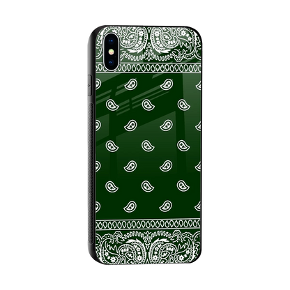 Paisley Green sleek iphone xs max cover with tempered glass back and TPU edges