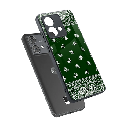 Paisley Green sleek motorola edge 40 neo 5g cover with tempered glass back and TPU edges