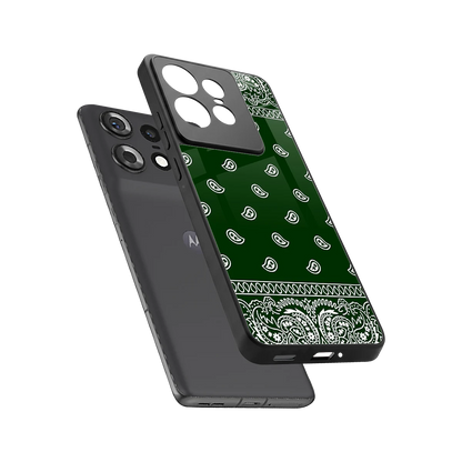 Paisley Green sleek motorola edge 50 pro cover with tempered glass back and TPU edges