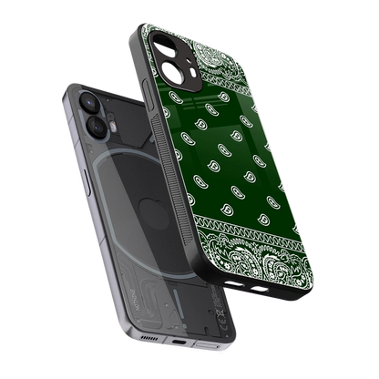 Paisley Green sleek nothing phone 2 cover with tempered glass back and TPU edges