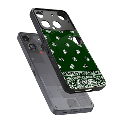 Paisley Green sleek nothing phone 3 cover with tempered glass back and TPU edges