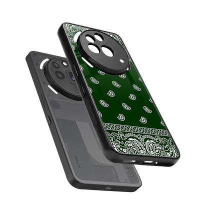 Paisley Green sleek nothing phone 3a pro cover with tempered glass back and TPU edges
