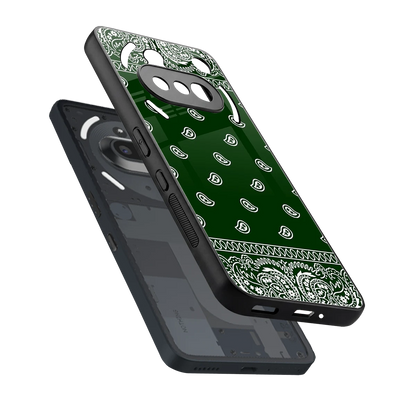 Paisley Green sleek nothing phone 3a cover with tempered glass back and TPU edges