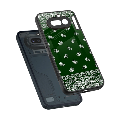 Paisley Green sleek nothing phone 4a cover with tempered glass back and TPU edges