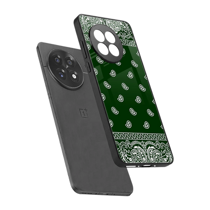 Paisley Green sleek oneplus 13r cover with tempered glass back and TPU edges