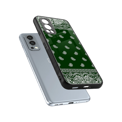 Paisley Green sleek oneplus nord 2 cover with tempered glass back and TPU edges
