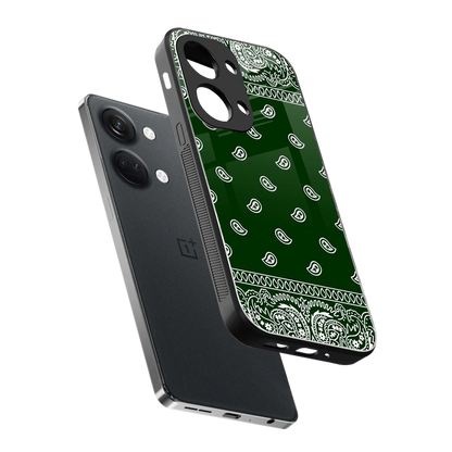Paisley Green sleek oneplus nord 3 cover with tempered glass back and TPU edges