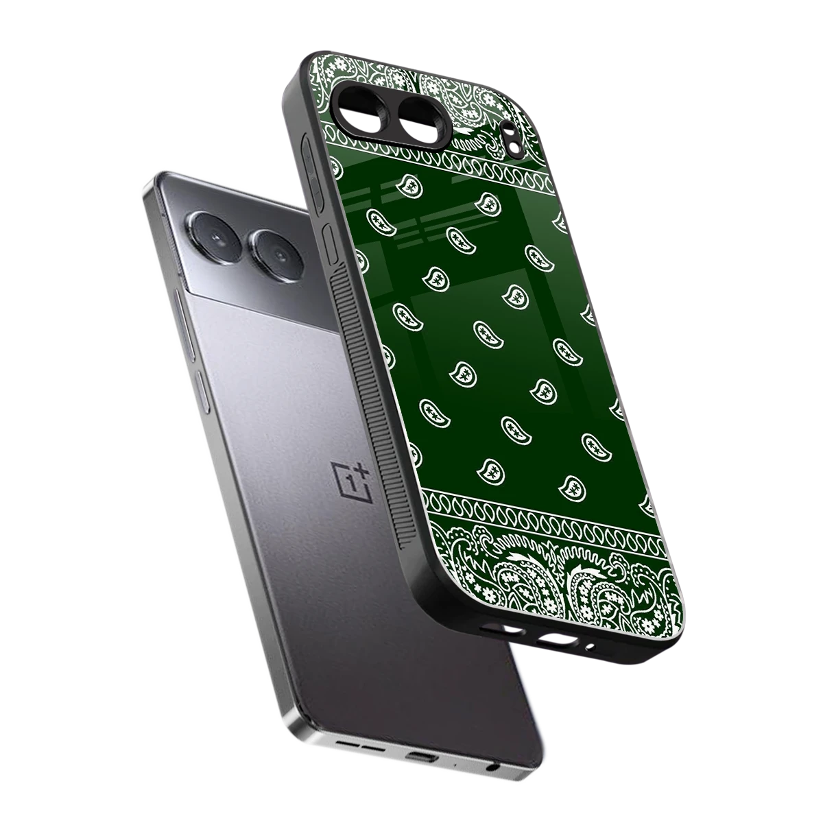 Paisley Green sleek oneplus nord 4 cover with tempered glass back and TPU edges