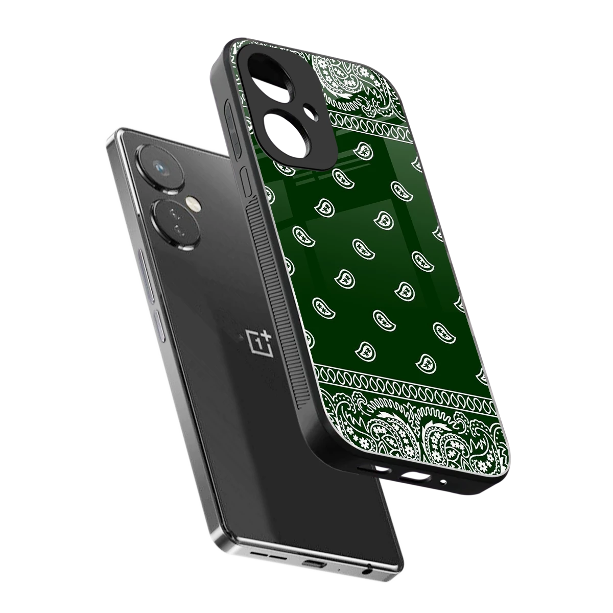 Paisley Green sleek oneplus nord ce 3 cover with tempered glass back and TPU edges